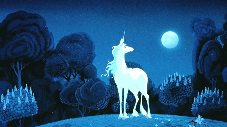 The Last Unicorn in moonlight