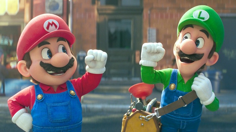 Mario and Luigi fists raised