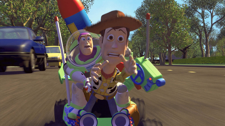 Woody and Buzz ride car