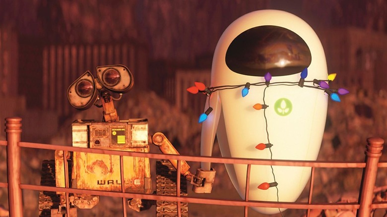 Wall-E and Eve holding hands