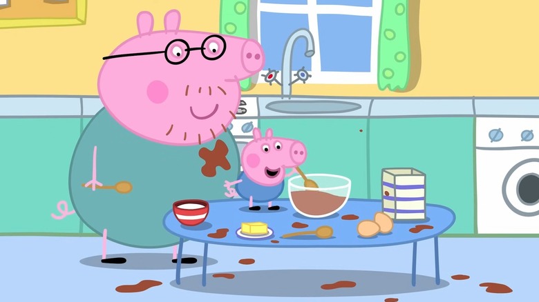 Peppa cooking with her dad