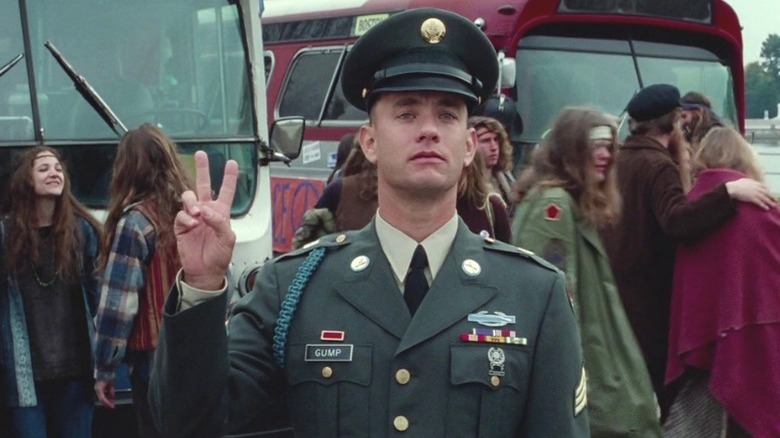 Forrest giving peace sign