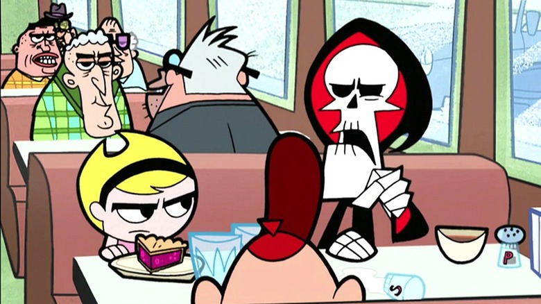 Grim with Billy and Mandy having coffee