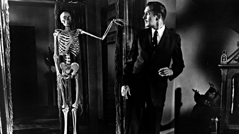 Vincent Price with skeleton