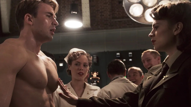 Peggy touches Steve Rogers