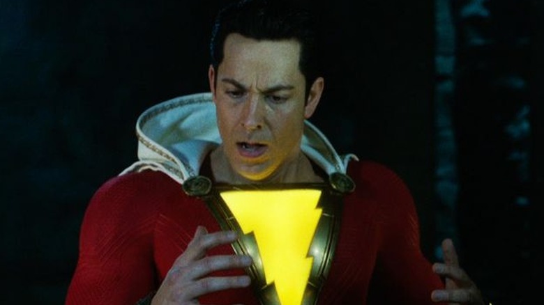 Billy Batson transforms into Shazam!