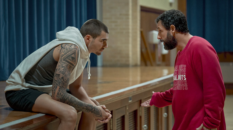 Juancho Hernangomez and Adam Sandler talking