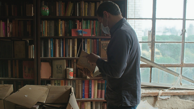 bookseller unpacks books