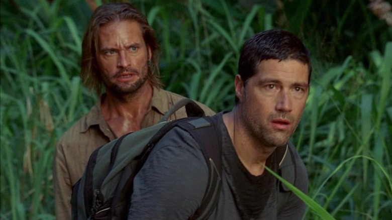 Josh Holloway and Matthew Fox sneak around in Lost