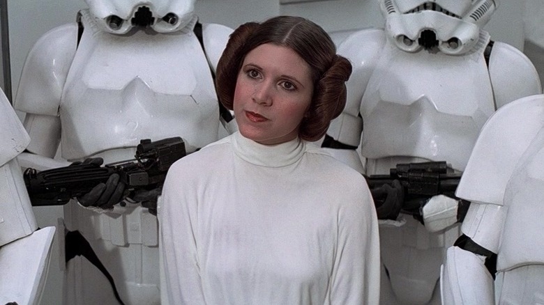 Princess Leia surrounded by stormtroopers