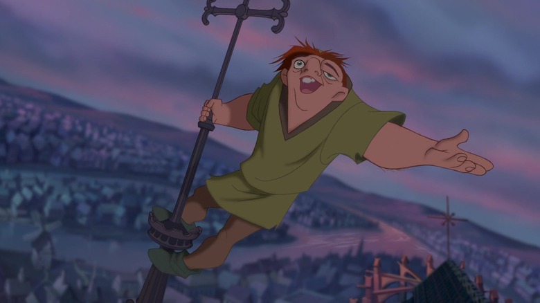 Quasimodo swinging from spire