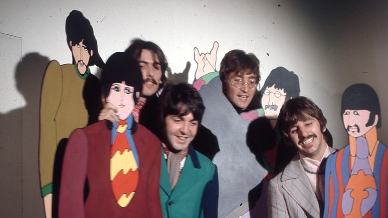 The Beatles and their cartoon selves