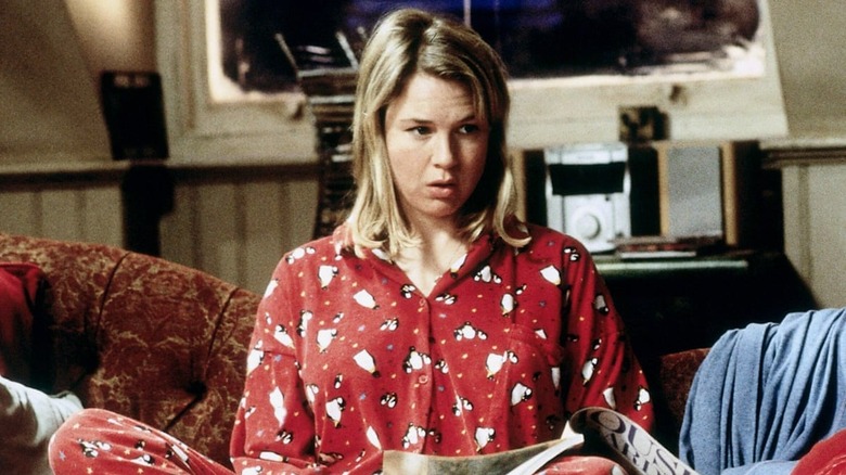 Bridget Jones in red pajamas