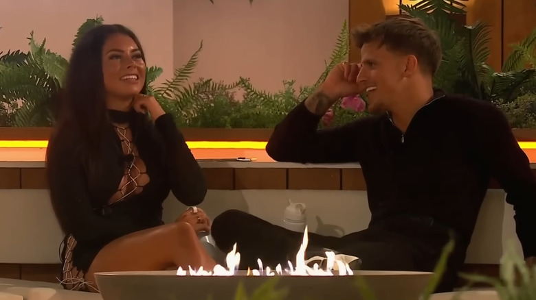 Love Island couple flirting