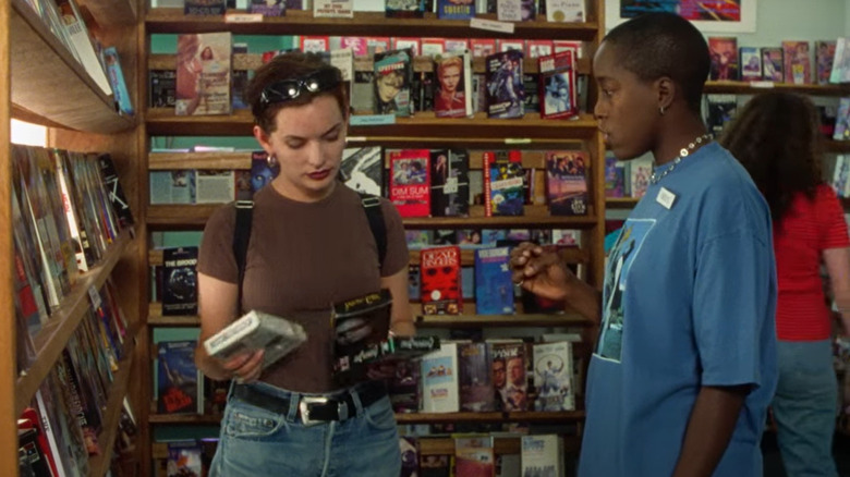 Cheryl and Diana in video store