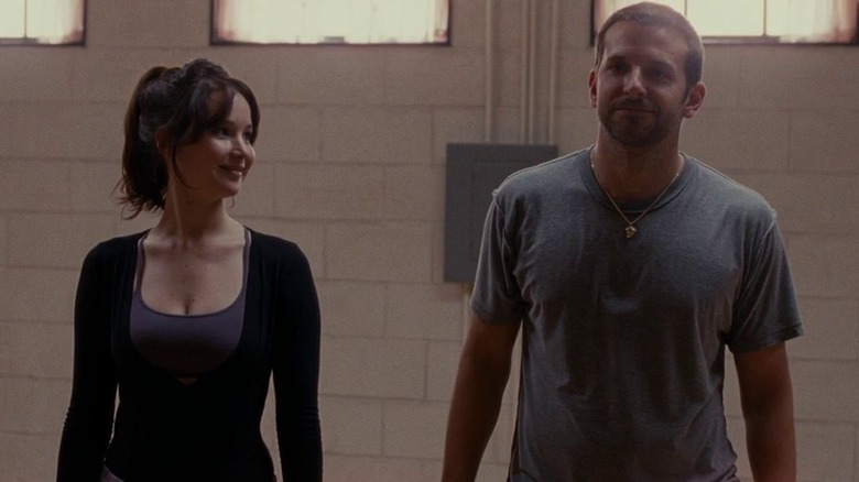 Bradley Cooper and Jennifer Lawrence training