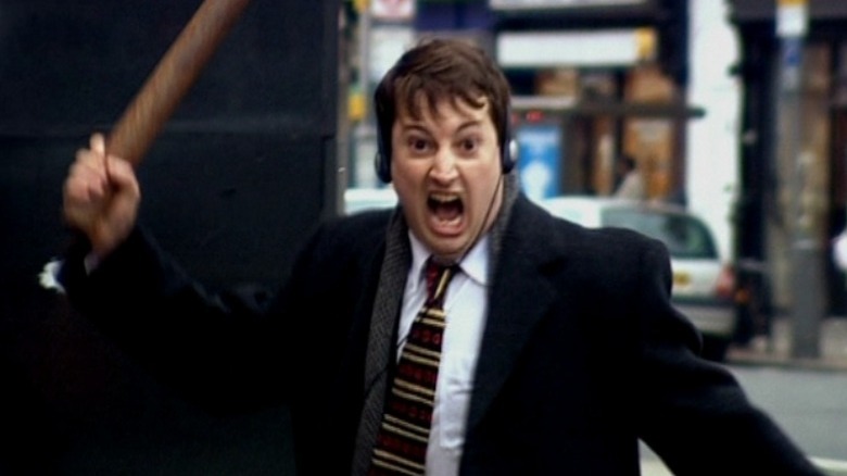 Mark Corrigan shouting on street