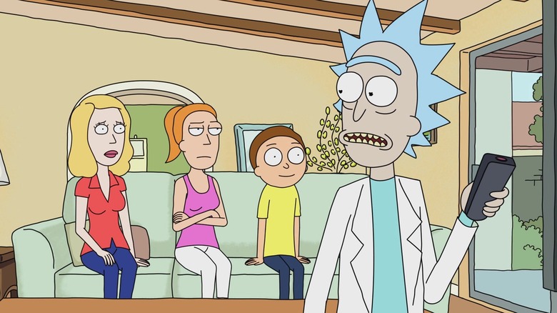 Rick Sanchez turning on TV