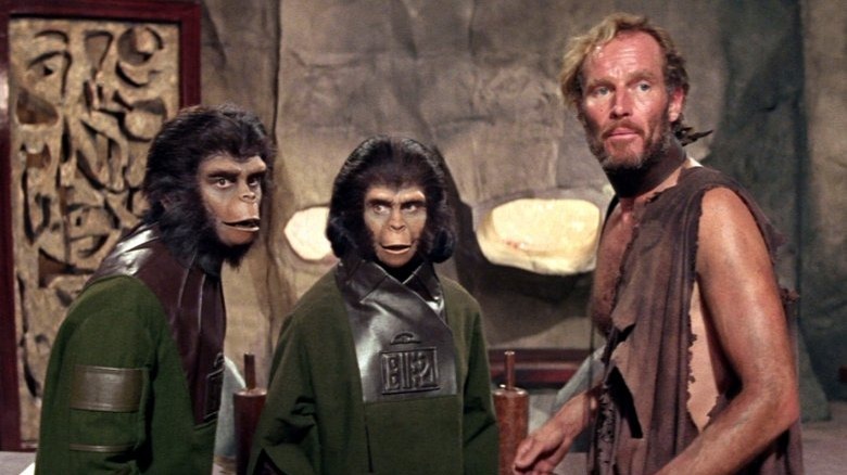 Charlton Heston with apes