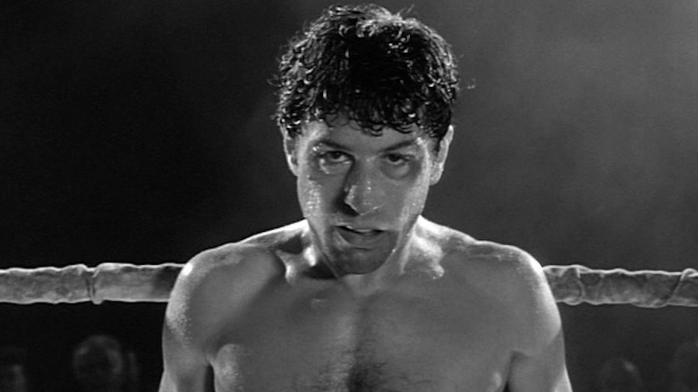 Jake LaMotta sweating in ring