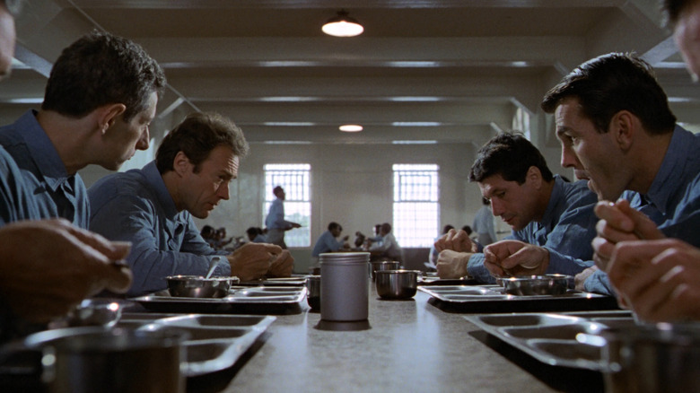 Inmates eating in Escape From Alcatraz