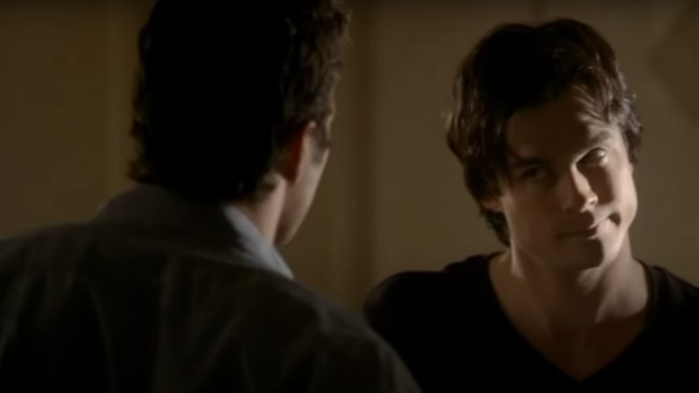 The Vampire Diaries Damon smirking at Mason Lockwood