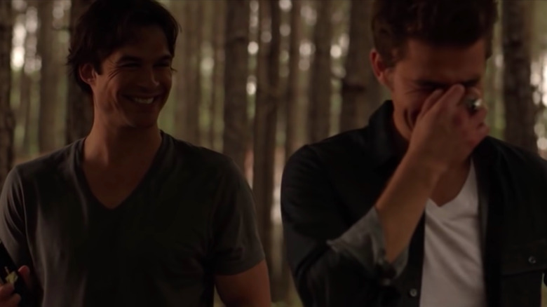 The Vampire Diaries Ian Somerhalder and Paul Wesley laughing