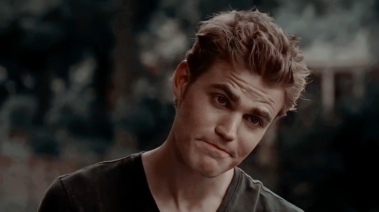 The Vampire Diaries Paul Wesley smirking at Dobrev