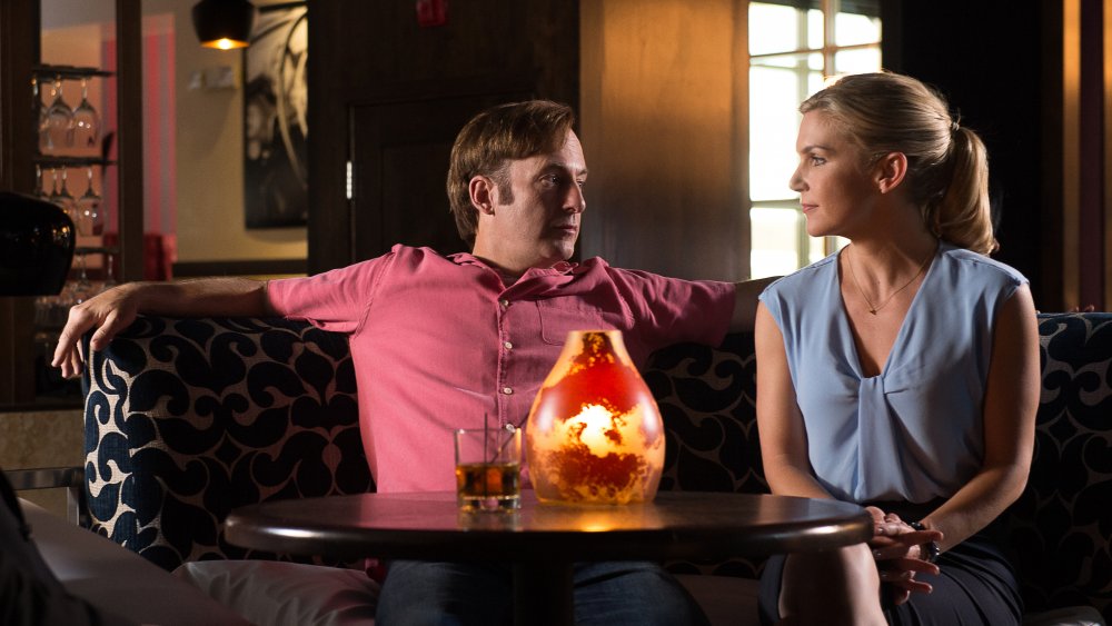 Bob Odenkirk as Jimmy McGill and Rhea Seehorn as Kim Wexler on Better Call Saul