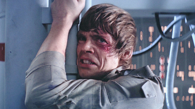 Mark Hamill as Luke looking angry