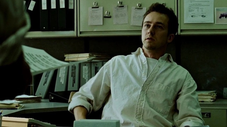 Fight Club's protagonist in an office