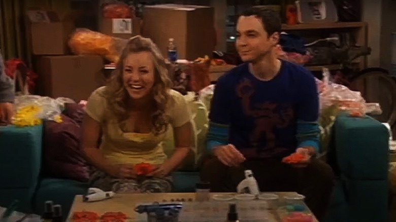 Kaley Cuoco laughing at Jim Parsons