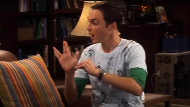 Jim Parsons demonstrating Rock Paper Scissors Lizard Spock