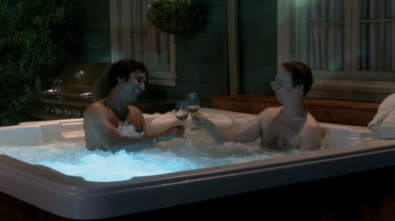 Raj and Stuart in hot tub