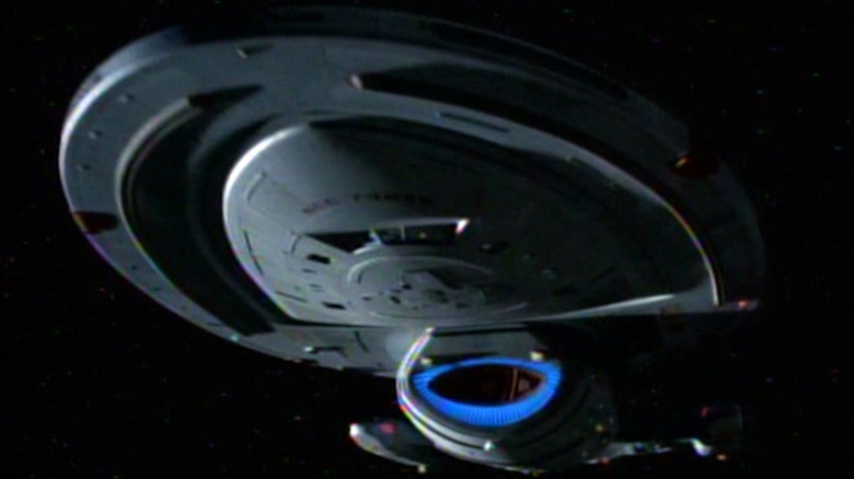 The USS Voyager as it appears at the beginning (and at the end) of "Star Trek: Voyager"