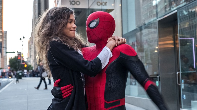 Zendaya holds onto Spider-Man