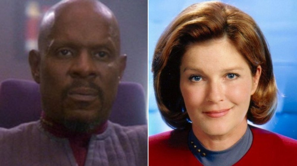 Split image of Avery Brooks as Ben Sisko and Kate Mulgrew as Kathryn Janeway