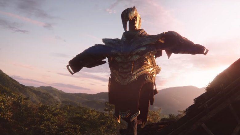 Thanos' armor as a scarecrow in Avengers: Endgame