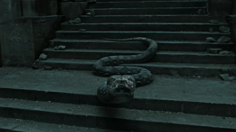 Nagini attacking Ron and Hermione