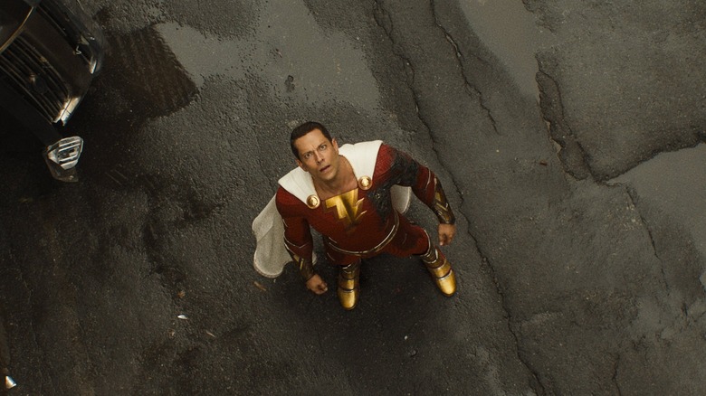 Shazam staring upward