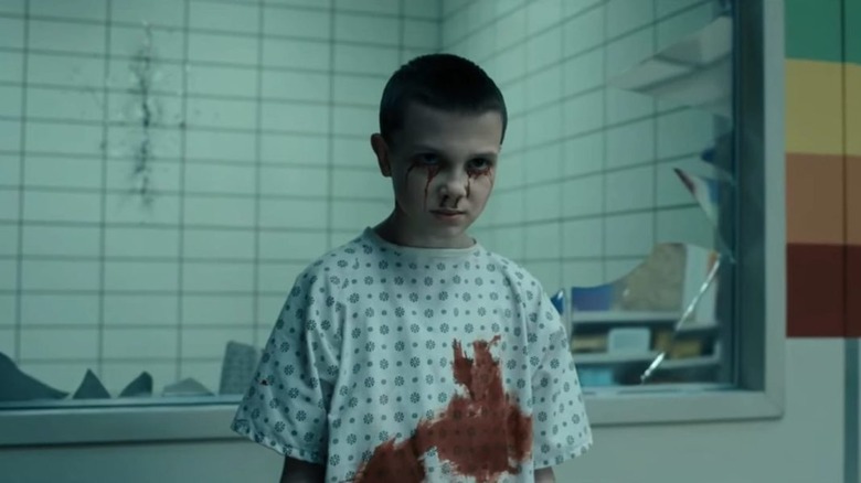 Eleven with blood under her eyes