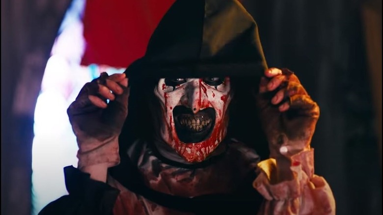 Art the Clown wearing hood Terrifier 2