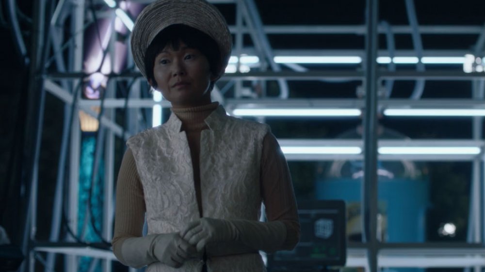 Lady Trieu, shortly before she kills Doctor Manhattan