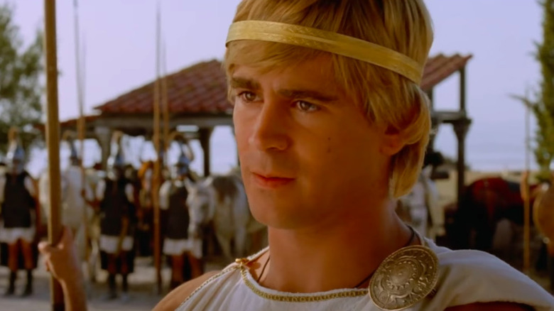 Colin Farrell as Alexander the Great looks serious