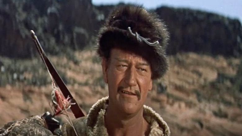 John Wayne as Genghis Khan half smiling