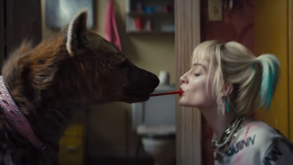 Robbie Margot as Harley Quinn with her trusty hyena Bruce in Birds of Prey