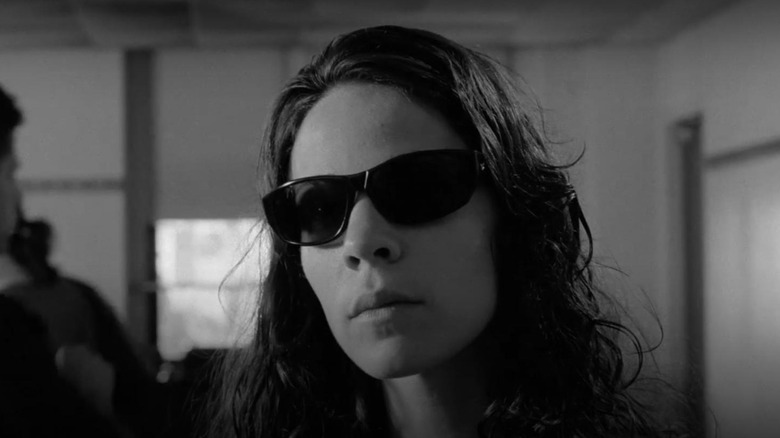 Lili Taylor wears sunglasses