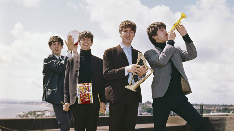 The Beatles on a rooftop