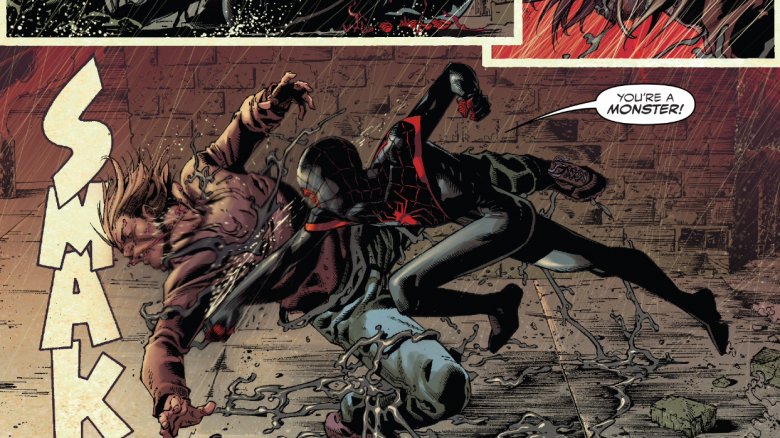 Miles Morales attacking Venom in 2018's Venom #3