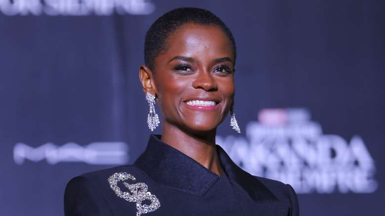 Letitia Wright at a Black Panther: Wakanda Forever red carpet event in Mexico City